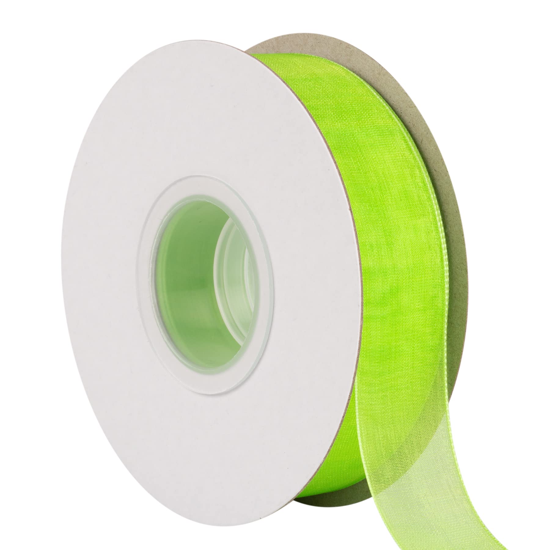 TEKDEERE 25mm Sheer Organza Ribbon,Apple Green Shimmer Chiffon Ribbon for DIY Crafts Wedding Party Decorations, Gift Wrapping Bridal Bouquets (45M)