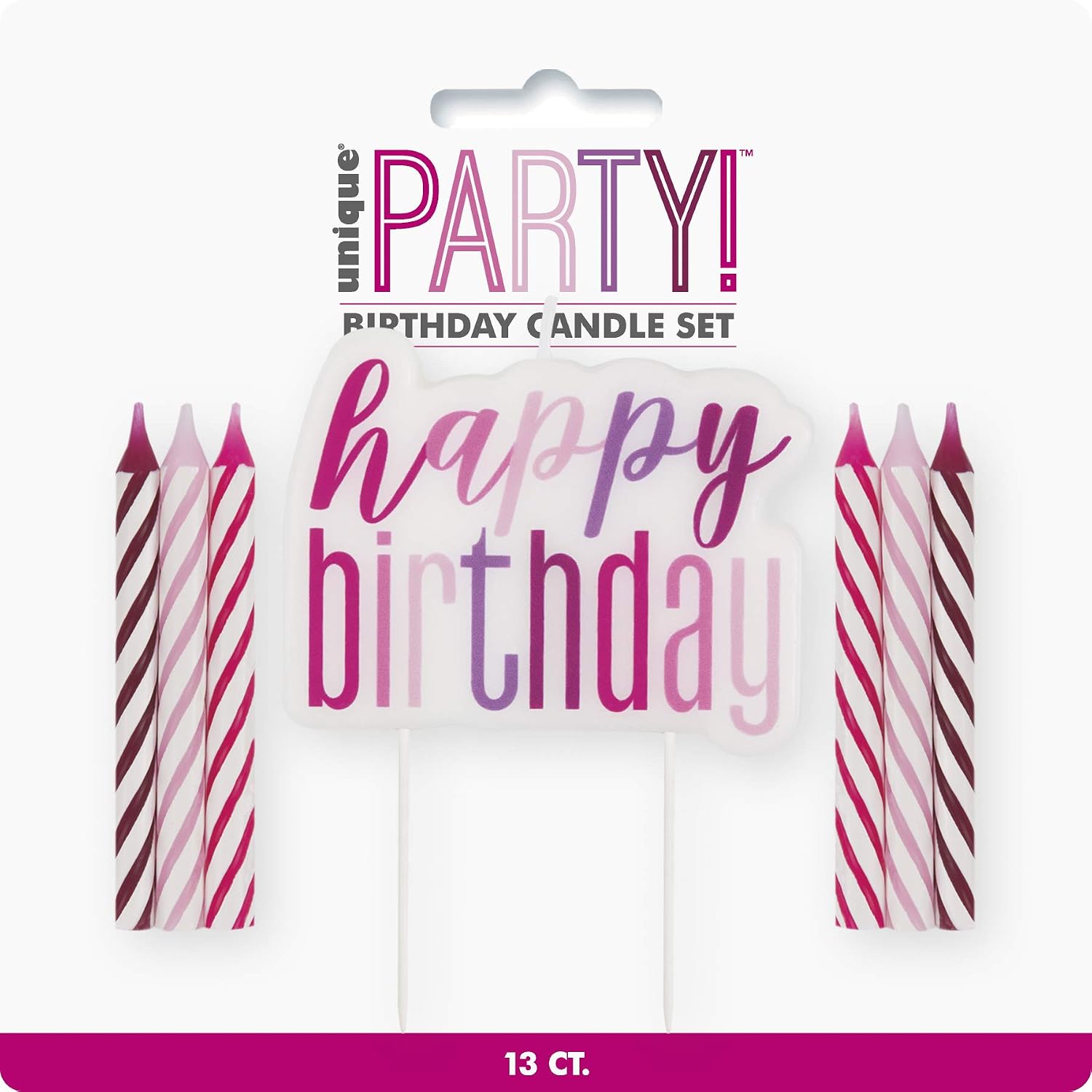 Unique 83888" Happy Birthday Pink, Candle Set, Purple, and Magenta