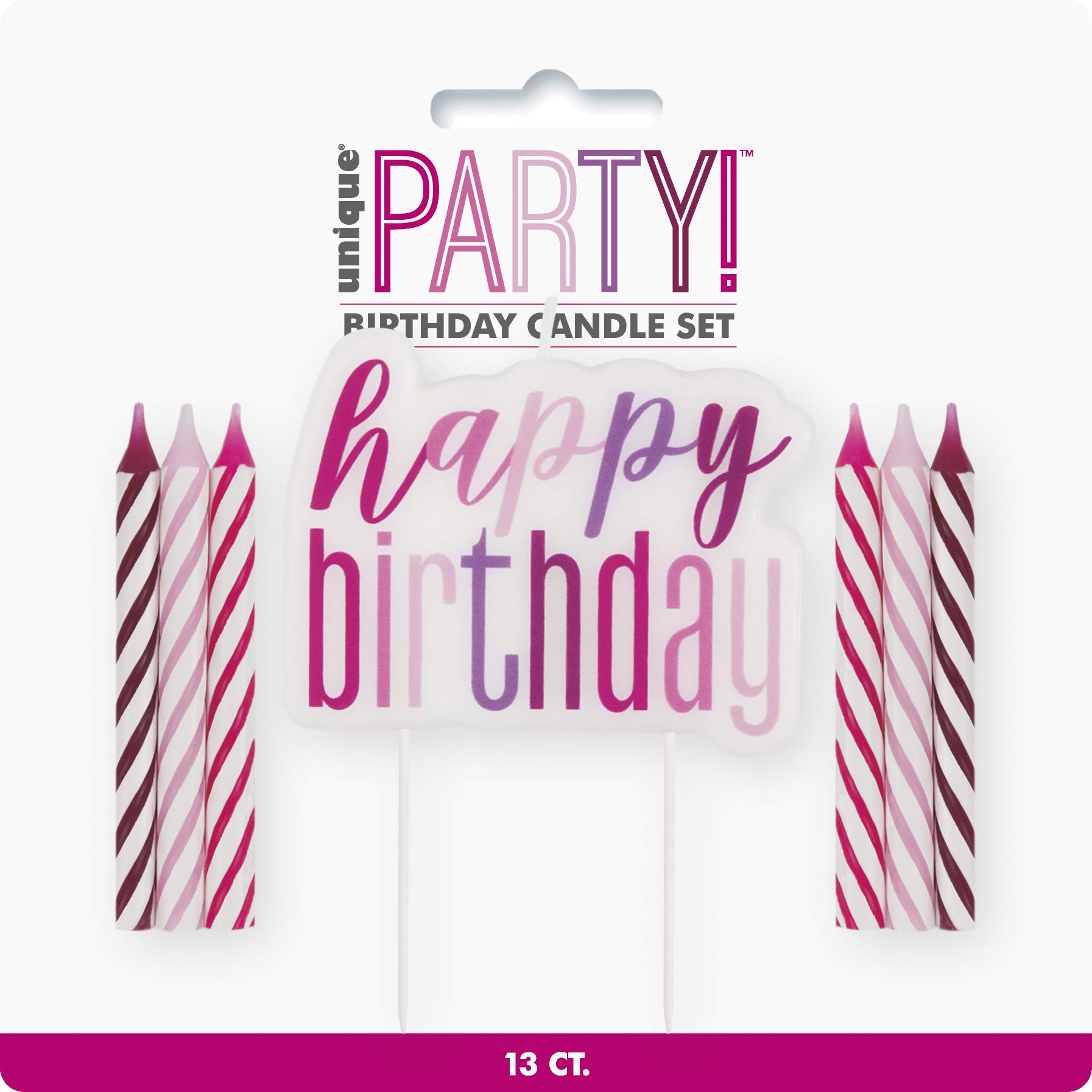 Unique 83888" Happy Birthday Pink, Candle Set, Purple, and Magenta | 7 Pcs