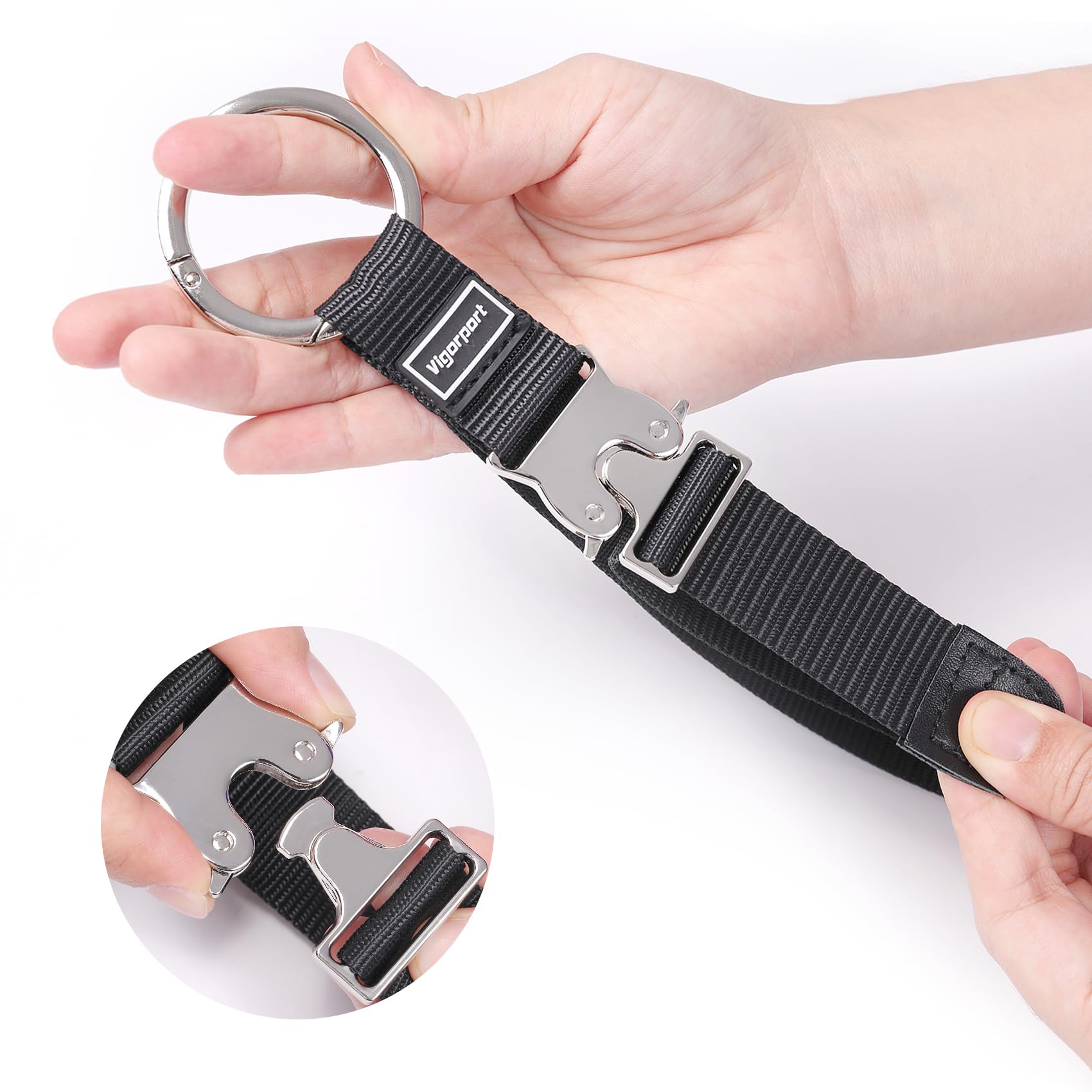 Vigorport Vigorport Add A Bag Luggage Straps, Jacket Gripper Strap for Travel Backpack, Baggage Suitcase Belt Travel Accessories with Metal Buckle for Carry on Bag (1, Normal Black)