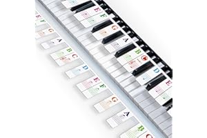 Silicone Piano Key Labels, Piano Notes Guide 61 Keys for Beginner, Multi-Color Bigger Bold Piano Letters for Keyboard Kids Re