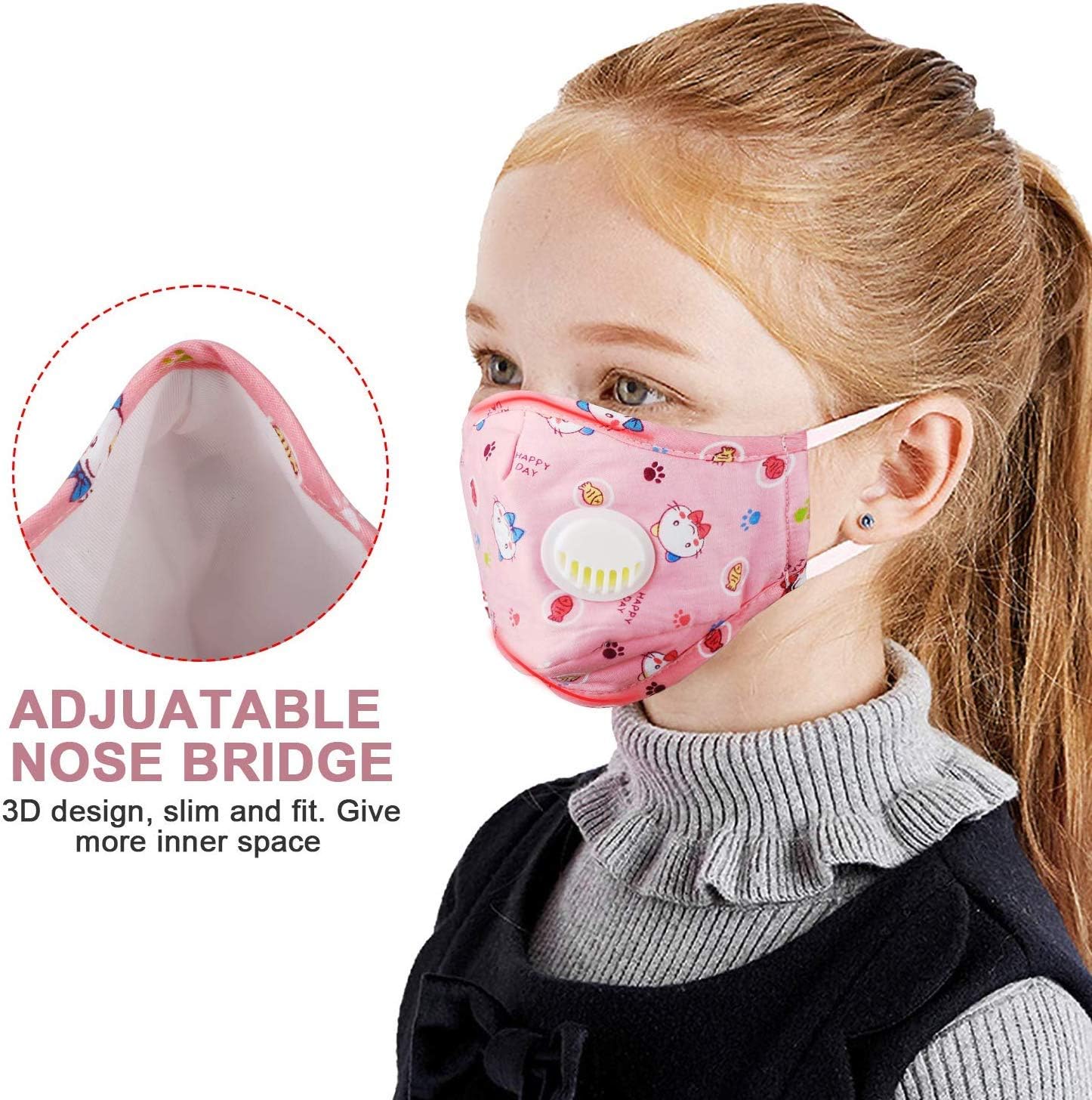 PovKeever Protective N95 Dust Mask, 5-Layer Anti-fog Haze Dust Face Mask with 1pcs Breathable Valves, Adjustable PM2.5 Air Filter Mask for Pollen Allergy Running Outdoor Activities