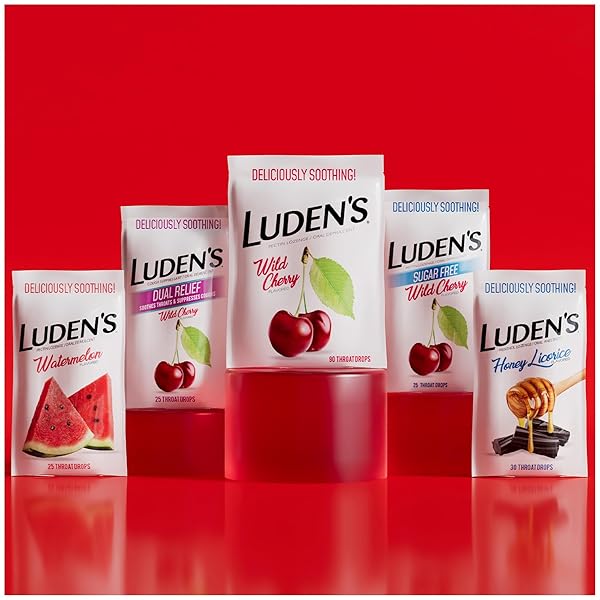 LUDEN’S SORE THROAT RELIEF LOZENGES FOR MINOR EVERYDAY IRRITATION & DRY MOUTH, WILD CHERRY FLAVORED DROPS, 90 COUNT, PACK OF 2