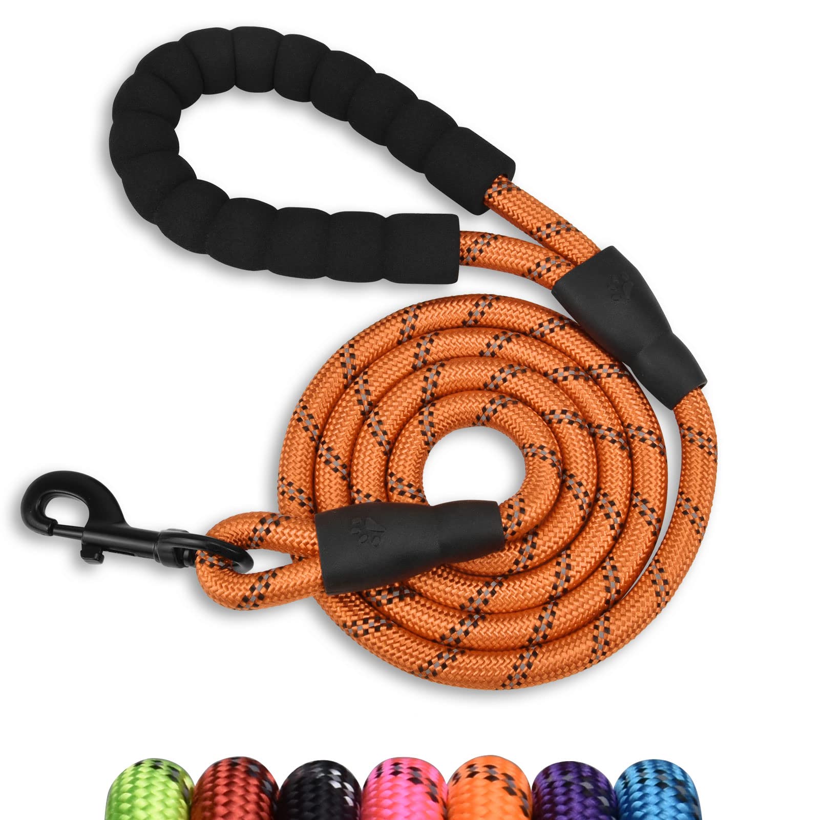 Panykoo 5/6 FT Strong Pet Dog Leash with Soft Padded Handle,Highly Reflective Rope for Night Walking,360-Degree Rotating Metal Buckle Without Tangles,Suitable for Small,Medium and Large Dogs.(5ft)