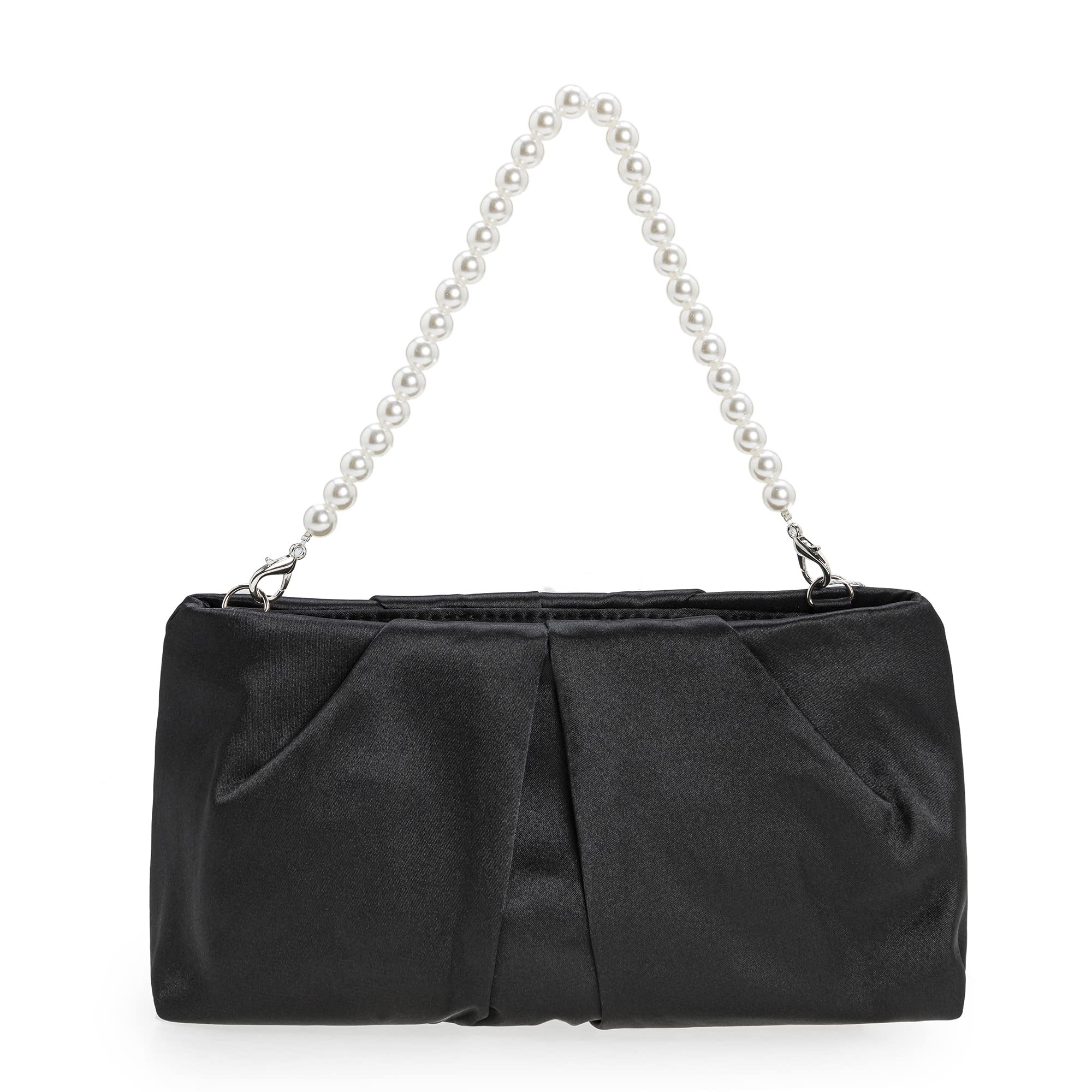 CHARMING TAILOR Evening Bag Women Wedding Party Handbag Small Dressy Formal Purse Pleated Satin Clutch