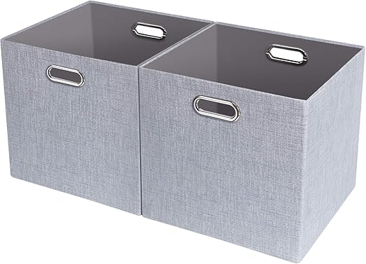 Amazon Com Posprica Storage Bins 13 13 Storage Cubes Boxes Closet Organizer For Shelf Cabinet Bookcase Thick Fabric Drawer 2pcs Sliver Grey Home Kitchen