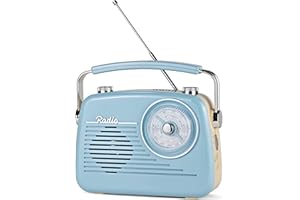 Wenpzeray Shortwave AM FM Radio, Retro Receiver Bluetooth Speaker Great Reception, Support TF Card/USB Play, Large Dial Battery Powered or Plug in Wall Easy to Use for Friend Seniors Elderly (Blue)