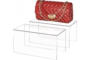 Sezanrpt Acrylic Shelf Riser 12x5.9x6 pack of 2, Large Acrylic Risers for Desserts, Cupcake, Toys, Collectibles, Merchandises, 12x5.9x6 Inch