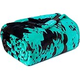 Cute Throw Blanket for Kids - Small Soft Warm Teal Blue Fleece Throw Blanket for Boys Girls, Teal Gifts for Kids Bedroom Decor 40x50 Inches