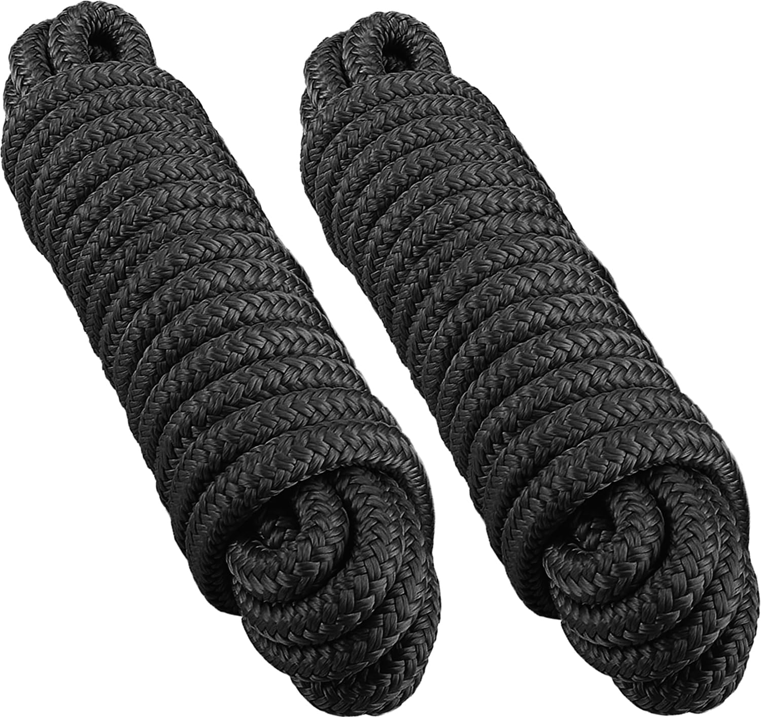 Photo 1 of Boat Dock Lines 3/4" x 50ft - Double Braided Nylon Boat Ropes for Docking with 18" Loop, Marine-Grade High Strength Boat Lines Dock Rope, Premium Marine Rope Mooring Lines, Heavy Duty - 2 Pack, Black