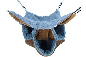 neolun Rat Ferret Cage Hammock Bedding Small Pet Cage Accessories Toy Triple-Layer Hammock Bedding for Hamster Guinea Pig Rat Ferret Chinchilla Playing Sleeping(Brown)