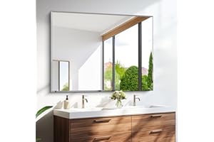 CILIBER Beveled Bathroom Mirror, 36x48 Inch Large Bathroom Mirrors for Over Sink, Upgraded Shatterproof Beveled Frameless Vanity Mirror for Bathroom,Bedroom,Living Room and Entryway