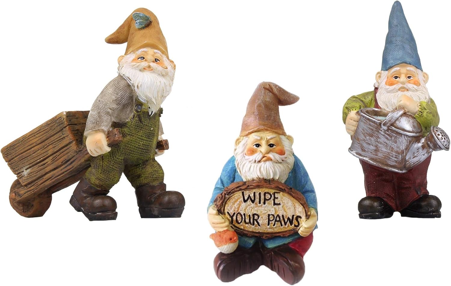 NW Wholesaler Set of 3 Miniature Fairy Garden Gnomes - Mini Working Gnomes