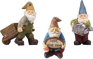 NW Wholesaler Set of 3 Miniature Fairy Garden Gnomes - Mini Working Gnomes