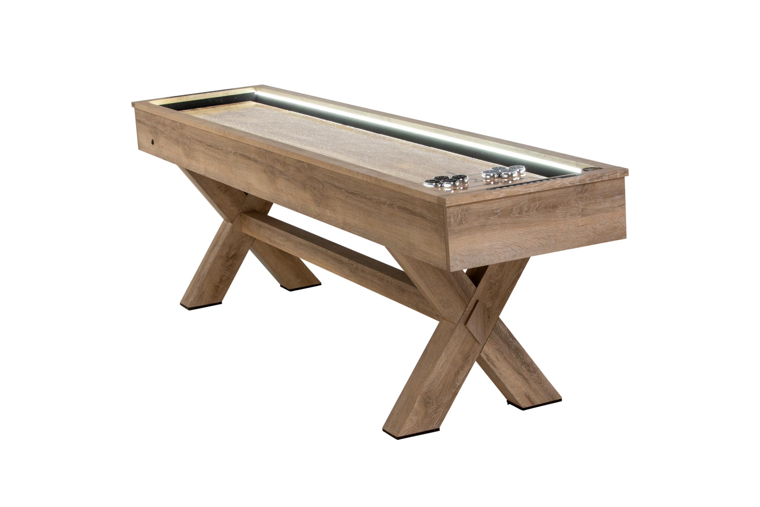 Photo 1 of **WILL NEED TRUCK FOR PICKUP**American Legend LED Shuffleboard with Buffet Top - Modern Style - Light Up LED Rails - Buffet Top with 2-Piece Leaf Design