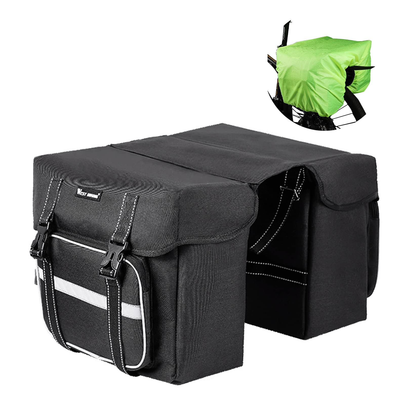UBORSE Bike Double Pannier Bag 25L Waterproof Bicycle Trunk Bag with Rain Cover Cycling Storage Pouch