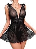 Lilosy Petite Sexy Polka Dots Mesh Sheer Babydoll