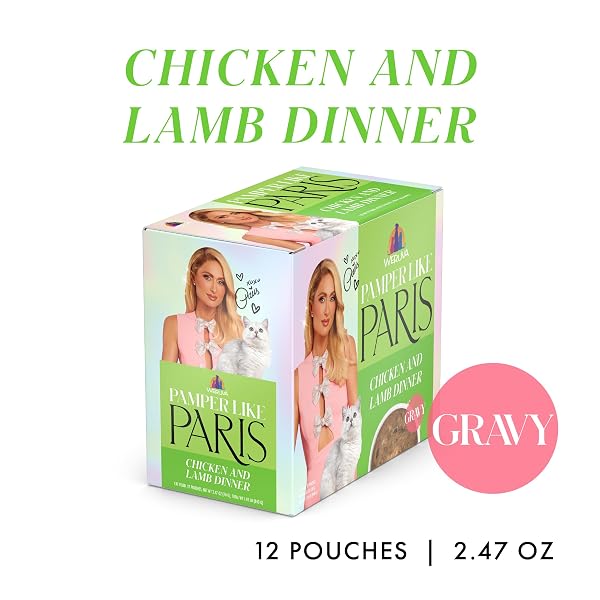 WERUVA PARIS HILTON PAMPER LIKE PARIS WET CAT FOOD, CHICKEN AND LAMB IN GRAVY, 2.47OZ POUCH, PACK OF 12