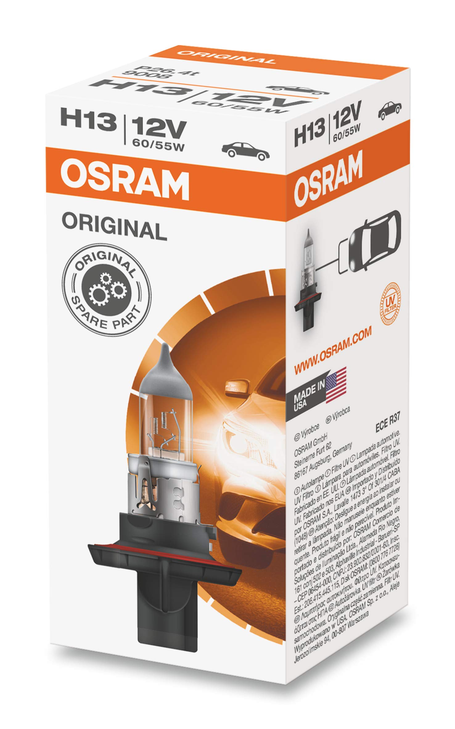 OSRAM 9008 H13 Lamp, 12 V, 60/55 W