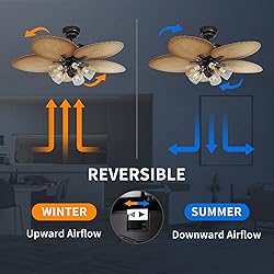 YITAHOME Tropical Ceiling Fans with Light and