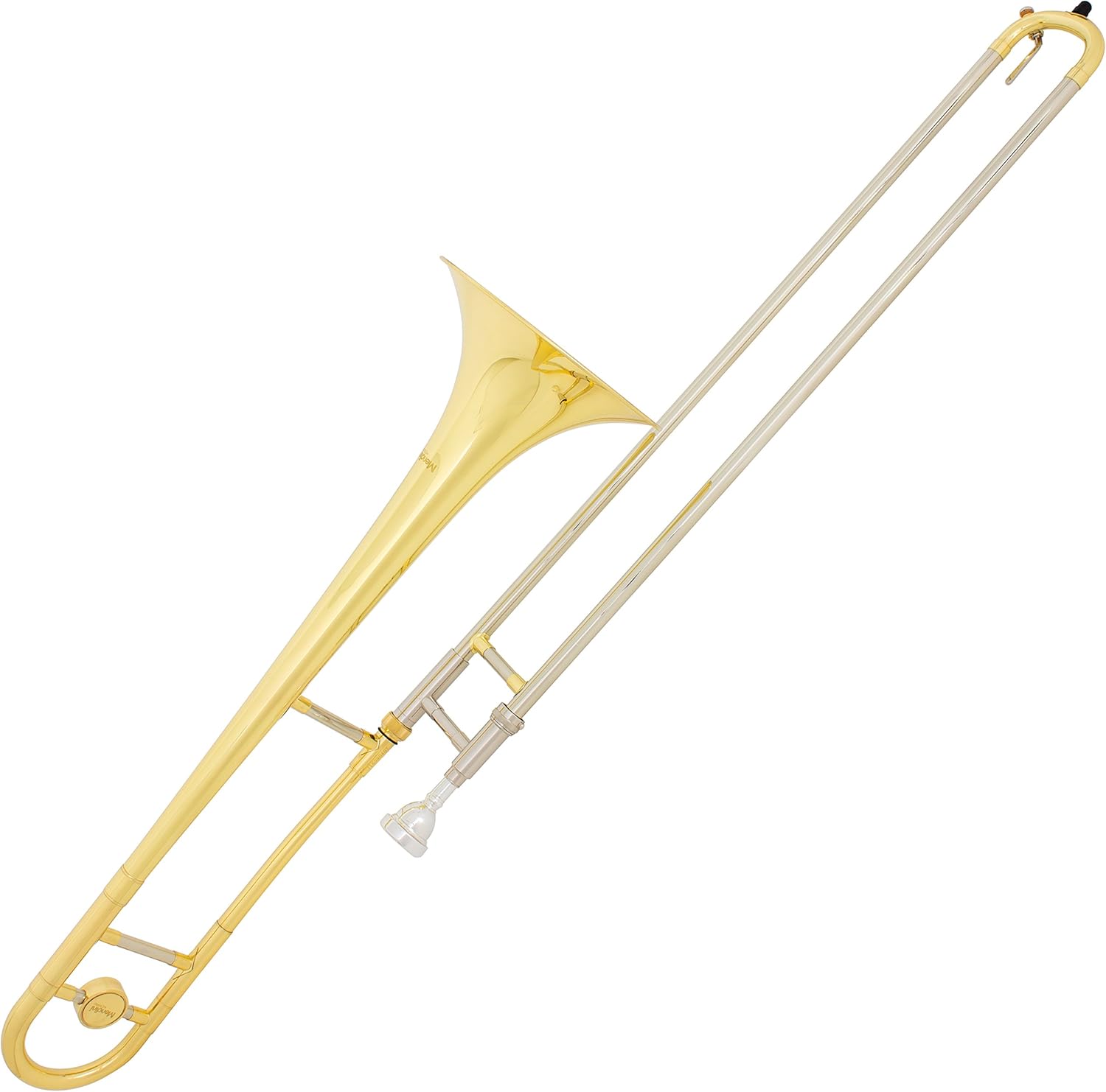 Mendini by Cecilio Bb Tenor Slide Trombone, Gold Lacquered, 1 Year Warranty, Tuner, Pocketbook and More, MTB-L: Musical Instruments