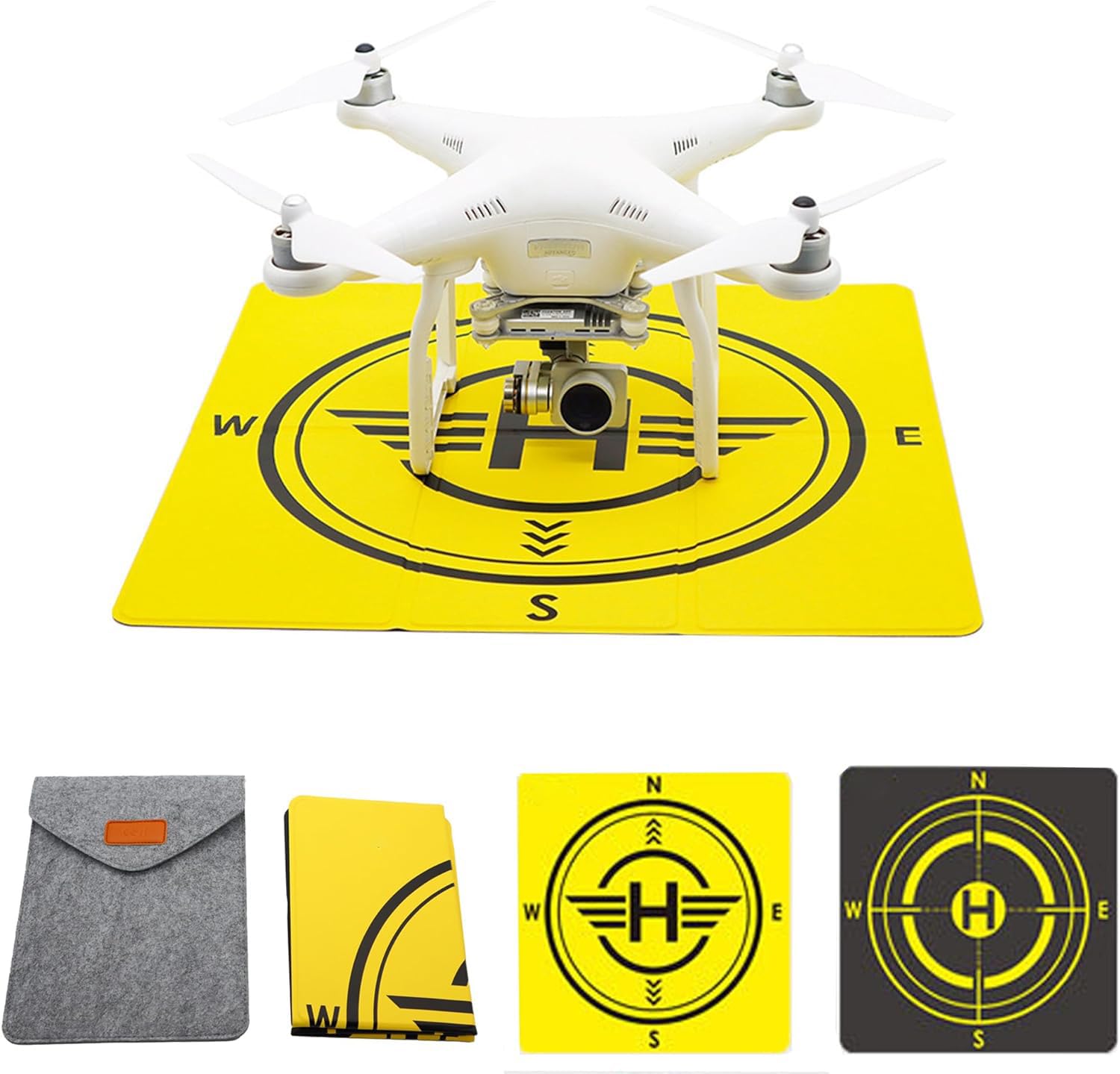 QSLKI Drone Landing Pad，Universal Waterproof Portable Fast-Foldable Landing Mat for Mini3PRO DJI FPV Royal 3/2Air2/2S, outdoor aerial photography double sided Landing Pad (yellow-48cm)