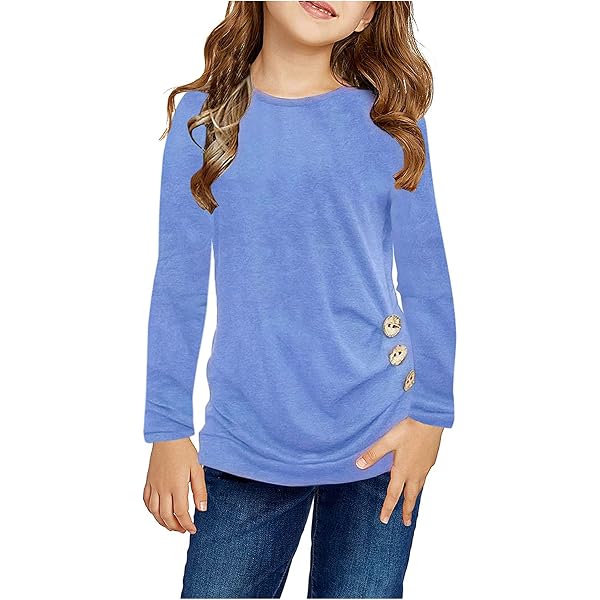 Ipuang Girls' Heart-Shaped Long Sleeve T-Shirt - Combed Cotton Jersey Top