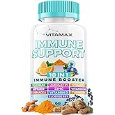 10-in-1 Immune System Support Booster with Elderberry, D3, Selenium, Quercetin, Zinc, Vitamin C, Ginger, Turmeric Curcumin, B6, Echinacea – Natural Immune Defense – Made in USA (60 Count (Pack of 1))