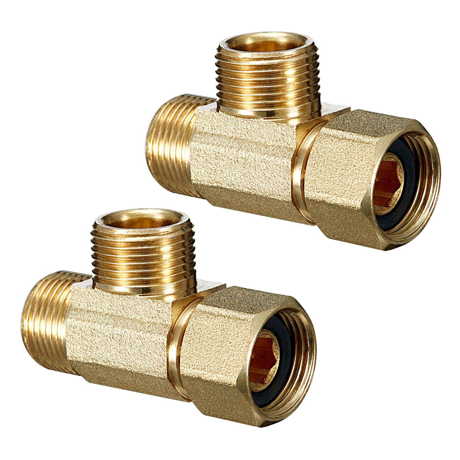 Photo 1 of *ONLY 1* Add-A-Tee(2 Pcs), Lead-Free Angle Stop Valve 3/8" Comp Inlet x 3/8" Comp Outlet, Brass Extender Tee Connector with Built-in Sealing Gasket for Faucet, Glass Rinser, Dishwasher, Toilet Tank