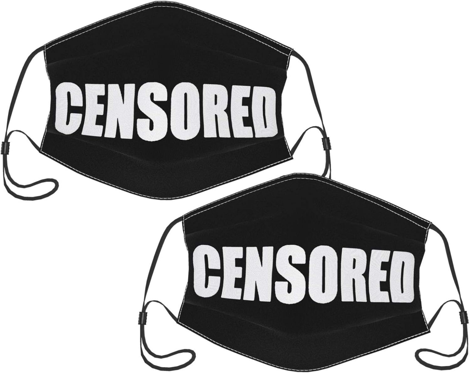 Amazon Com Censored Unisex Adult Black Face Mask Design Scarf 2 Pack Washable Face Masks Clothing