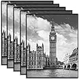 GOmaize Front Loading Black Picture Frame 8x10 Set of 5 Wall and Table Mounting