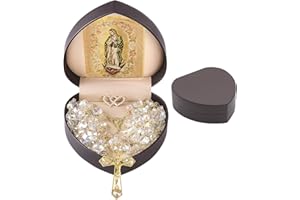 ESNOY Lazo Para Boda, Wedding Lasso with Heart Box for Ceremony Gift, Lazos Para Boda Catolica,Crystal Rosary with Unity Cross for Wedding Ceremony,Lazo De Bodas Para Los Novios,Mexican Weddings Rope