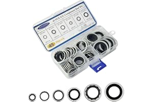 EKUWU 45 PCS A/C O Ring Assortment Kit, Air Conditioning Compressor Gasket Seal, Universal Sealing Washers AC O Ring Kit Auto