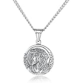 Christian Jesus Christ Serenity Prayer Necklace Stainless Steel Medal Medallion Necklace Silver Gold Tone