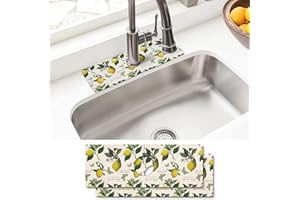 AQUOECHD Sink Faucet Absorbing Mat, 2 Pack Drying Mat Around Faucet Sink Splash Guard Behind Faucet Sinkmat For Kitchen Bathroom Island Rv 15 * 5.5 Inch (38 * 14 cm)