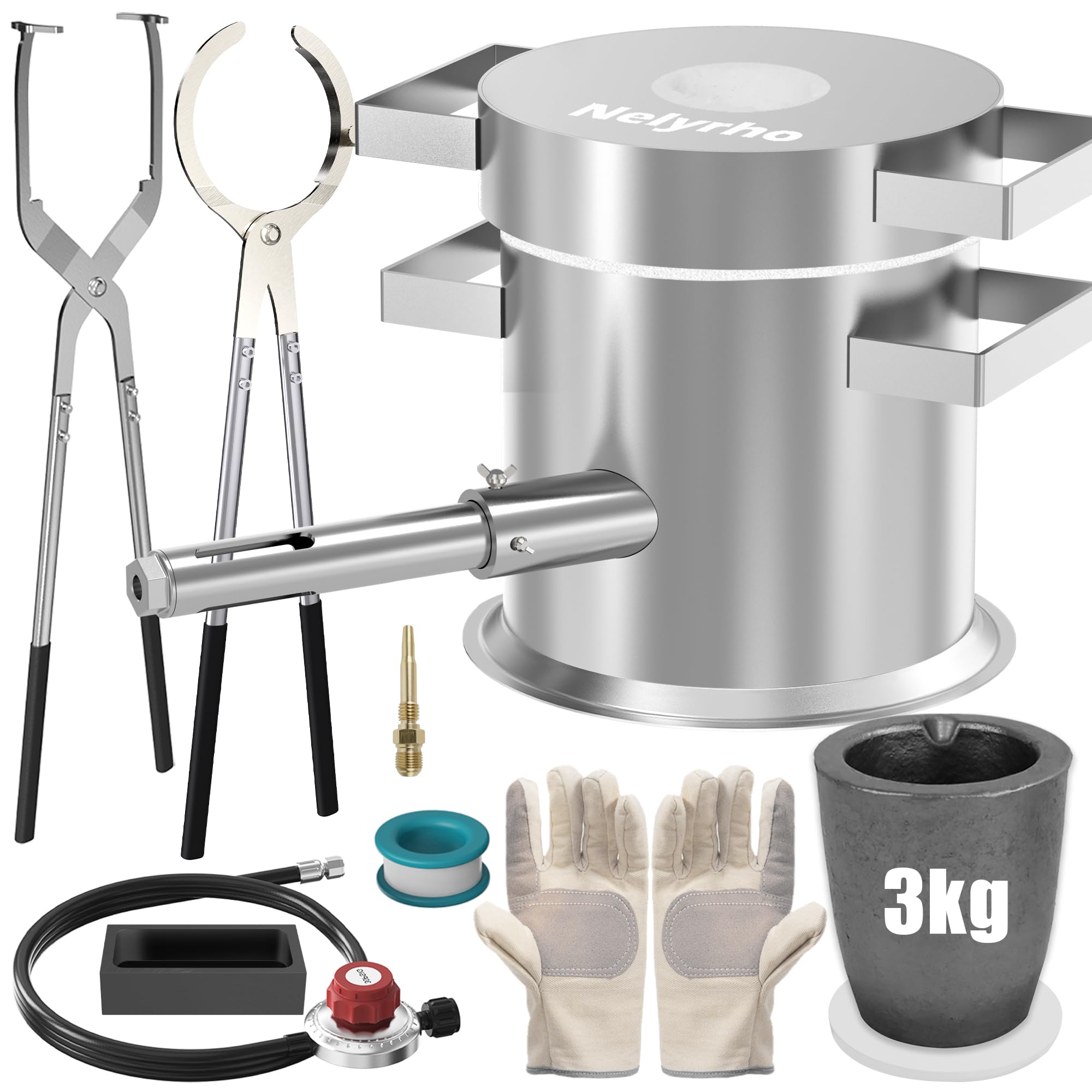 Photo 1 of Nelyrho Complete 3KG Propane Melting Furnace Kit for Beginners – All-in-One Metal Smelting Forge with Crucible, Tongs, Fire Brick & Accessories – Ideal for Gold, Silver, Copper, Aluminum Casting