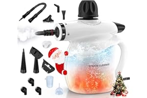 LABIGO Steam Cleaner, Pressurized Handheld 13pcs Multi-Purpose Natural Deep Cleaning Steamer, Portable Steamer for Cleaning Home, Grout, Kitchen, Car, Window, Upholstery, Bathroom and Clothes, White