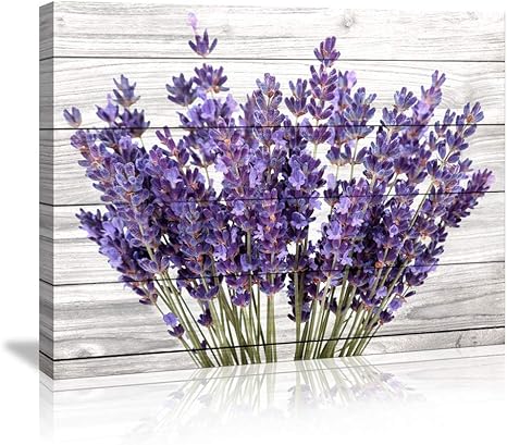 Amazon Com Modern Artwork Purple Lavender Wall Decor Canvas Wall Art Retro Paintings Style Purple Lavender Flowers Picture On White Vintage Wood Background Rural For Living Room Bedroom Bathroom Decoration Posters Prints