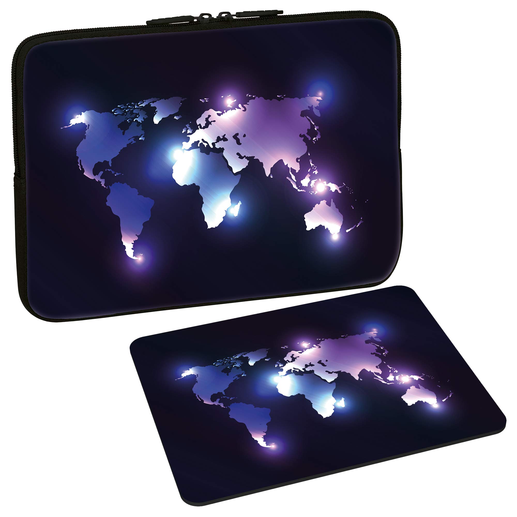 PEDEA Design Laptop Case Sleeve for up to 15.6 inch with mouse pad, Dark World