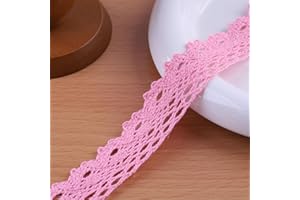 DYSHIPEN 20 Yards x 1 Inch Lace Ribbon Vintage Lace Trim Crochet Cotton Lace Edge for Christmas Package DIY Sewing Wedding Bridal Dress,Costume,Crafts and Sewing (Pink)
