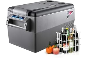 VBENLEM Portable Refrigerator 37 Quart(35 Liter),12 Volt Refrigerator App Control(-4℉~68℉), Car Refrigerator Dual Zone with 12/24v DC & 110-240v AC for Camping, Travel, Fishing, Outdoor or Home Use