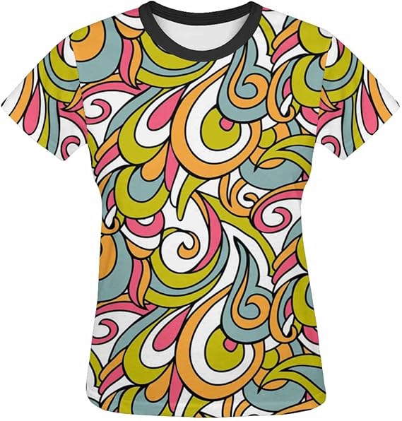 Womens Graphic TShirts Print with Abstract Swirl Pattern