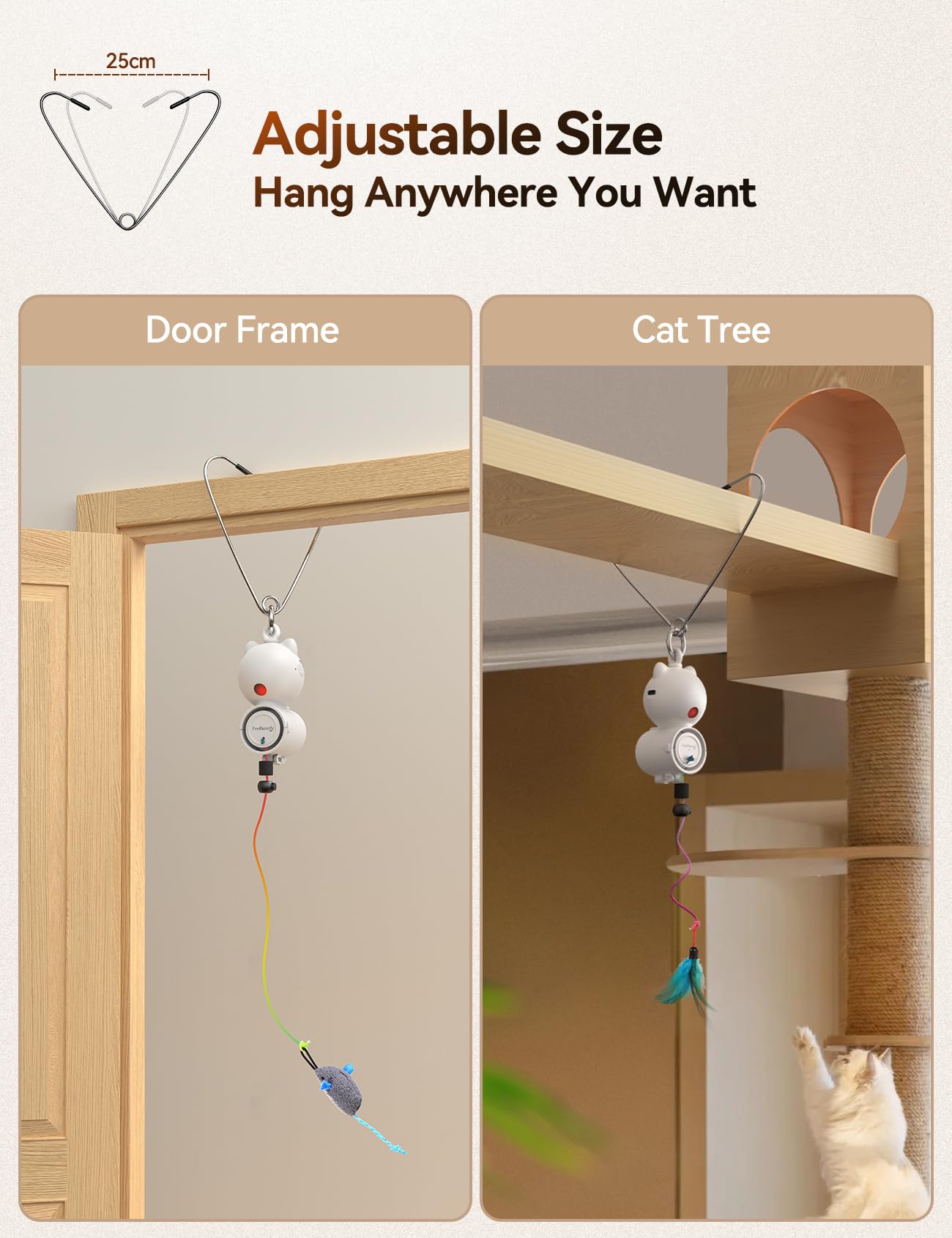 FEELNEEDY Katzenspielzeug Elektrisch mit LED Red Light Spielzeug für Katzen, Cat Toy Hängendes Automatisch Einziehbares Interaktives Spielzeug Teaser Selbstspiel Federspielzeug (Weiß) 6