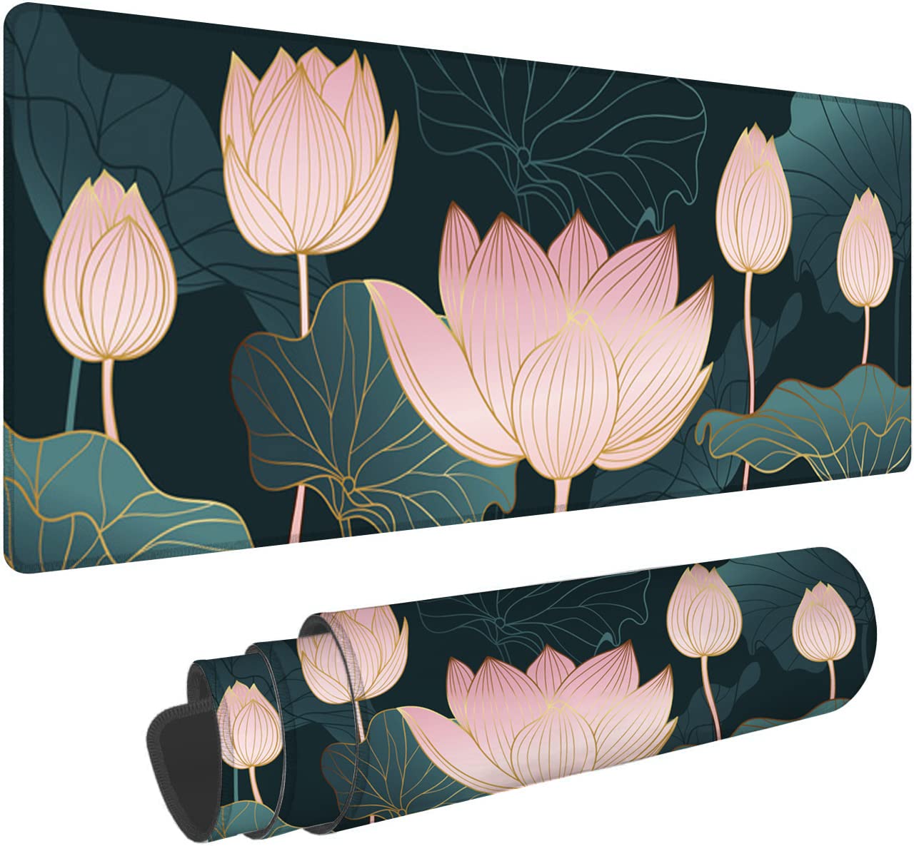 Hanazaoa Golden Lotus Gaming Mouse Pad Large Mouse
