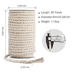 Hdviai Cotton Cord 8mm x 20 Yards - Natural