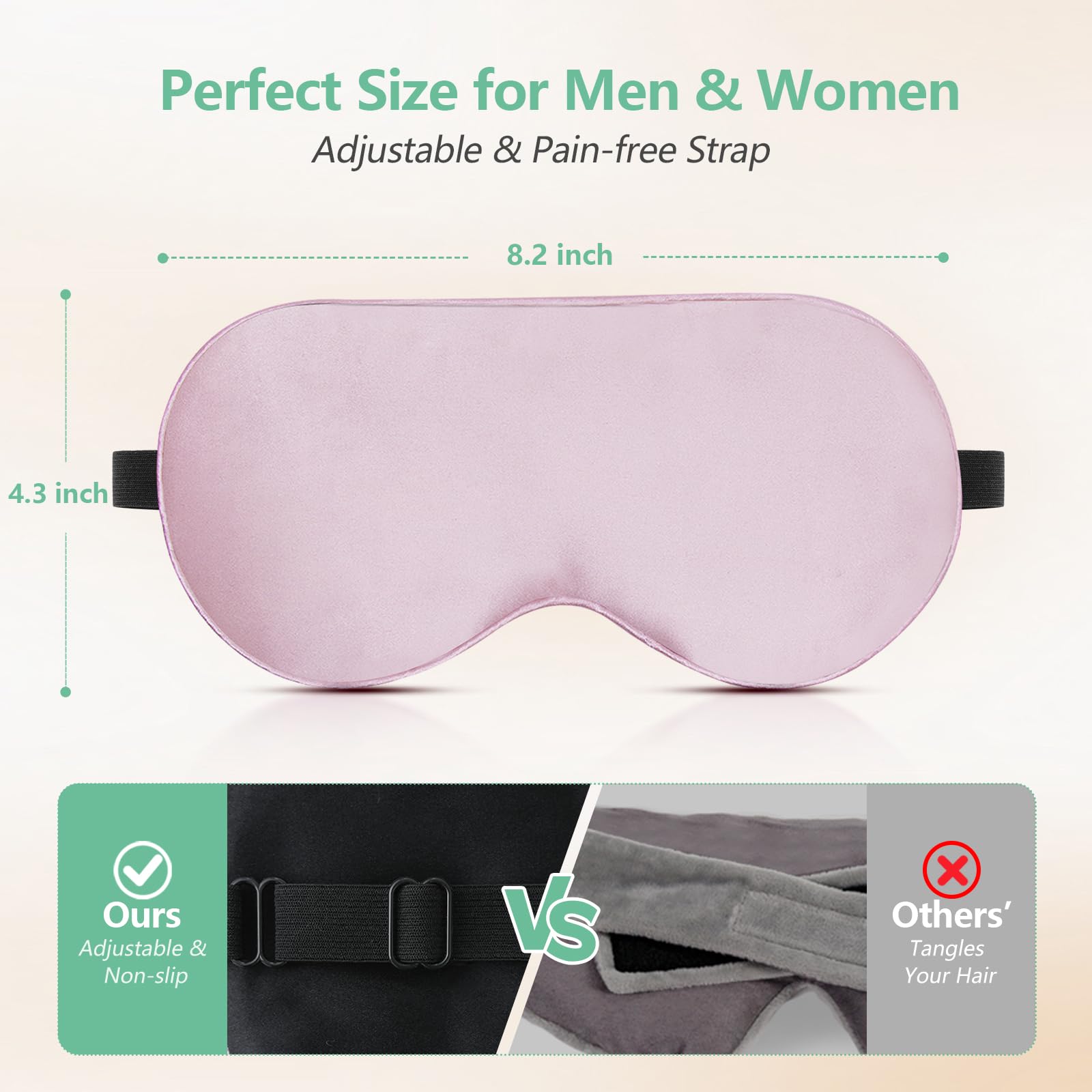 BeeVines 100% Real Mulberry Silk 2 Pack Sleep Mask, Natural Pure Silk Eye Masks with Adjustable Strap for Sleeping, 100% Block Light Eye Sleep Shade Cover, Reduces Puffy Eyes Traveling Gifts