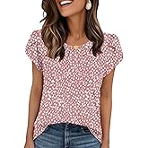 WIHOLL Women T Shirts Pleated Petal Sleeve Tops Cute Dressy Casual Blouses