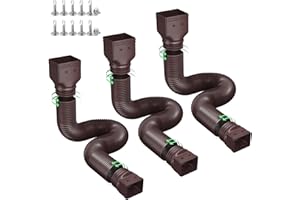 Ogutter Rain Gutter Downspout Extensions, Downspout Extender for Rainwater Drainage Flexible, Down Spout Drain Extension Pipe and Extendable from 21 to 66 Inches (3 Pack, Brown)