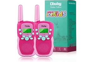 Obuby Walkie Talkies for Kids, 22 Channels 2 Way Radio Kid Gift Toy 3 KMs Long Range with Backlit LCD Flashlight Best Gifts Toys for Boys and Girls to Outside Adventure, Camping (Pink)