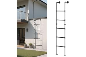 LOYESM 5.6FT Heavy Duty RV Bunk Bed Ladder - 5 Rung Wall Mounted & Freestanding Emergency Egress Ladder for Basement Window Well, Attic Loft, Dorm, RV Deck - 355lbs Capacity Anti-Slip Black